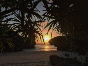 きれいな夕日 大晦日ケイビング 沖永良部島